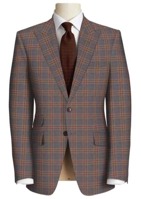 Custom Suit or Jacket with rustic red windowpane on grey