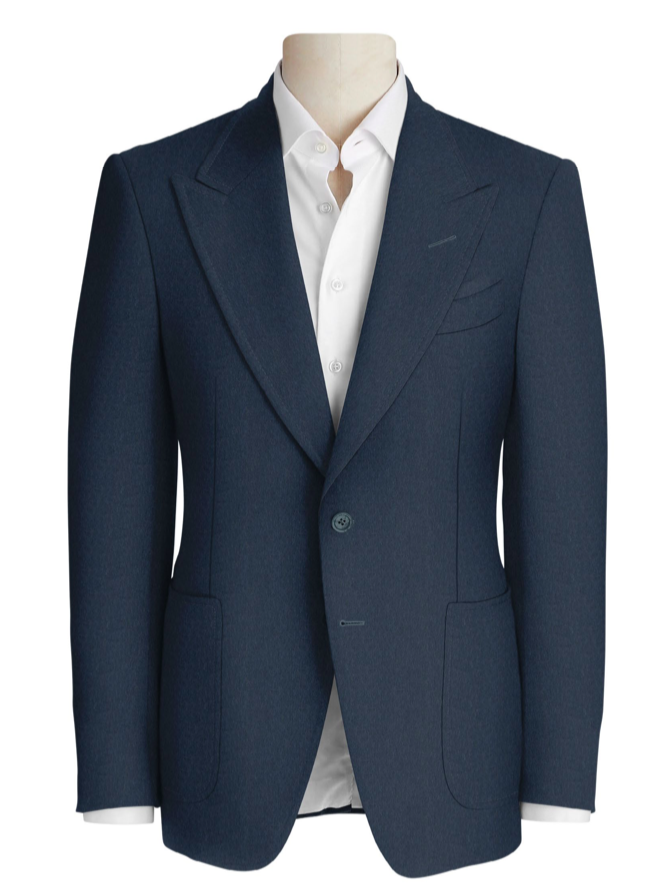 Custom Suit or Jacket in Blue Cashmere Peak Lapel